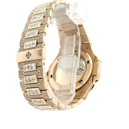 Patek Philippe Nautilus 18k Rose Gold Fully Loaded Diamond Set 5719/10R-010 Watch