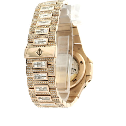 Patek Philippe Nautilus 18k Rose Gold Fully Loaded Diamond Set 5719/10R-010 Watch