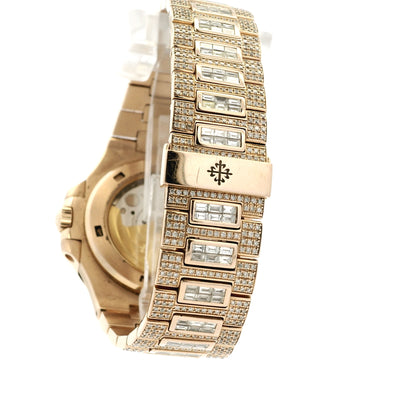Patek Philippe Nautilus 18k Rose Gold Fully Loaded Diamond Set 5719/10R-010 Watch