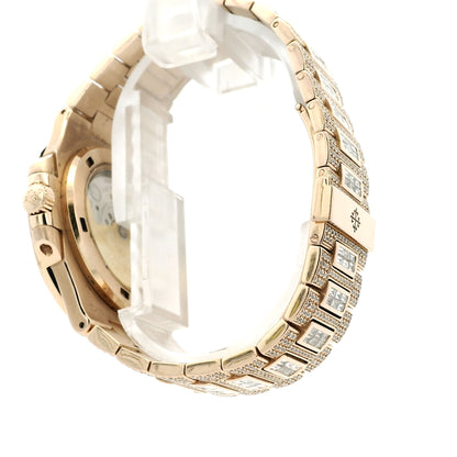 Patek Philippe Nautilus 18k Rose Gold Fully Loaded Diamond Set 5719/10R-010 Watch