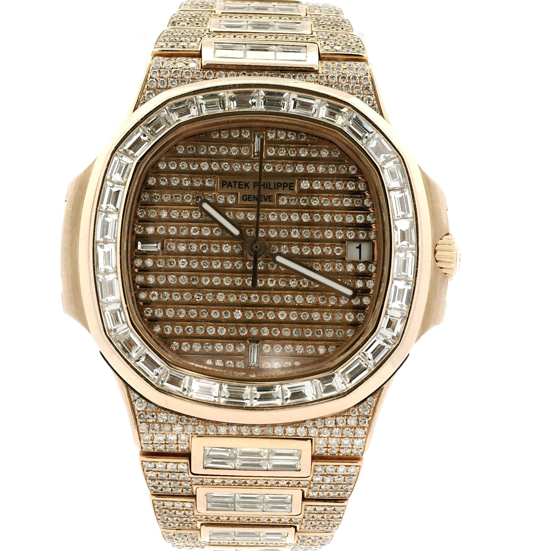 Patek Philippe Nautilus 18k Rose Gold Fully Loaded Diamond Set 5719/10R-010 Watch