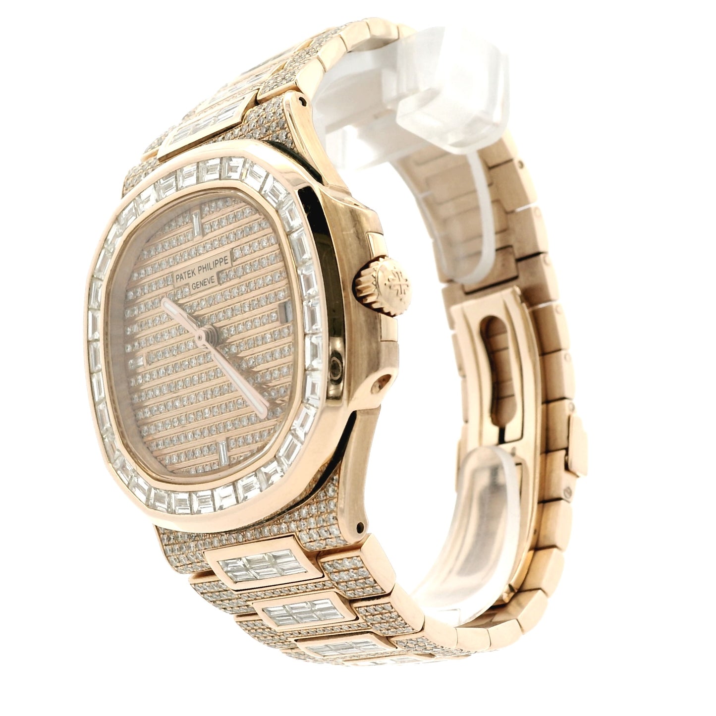 Patek Philippe Nautilus 18k Rose Gold Fully Loaded Diamond Set 5719/10R-010 Watch