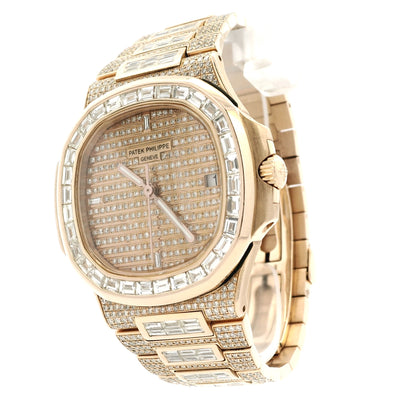 Patek Philippe Nautilus 18k Rose Gold Fully Loaded Diamond Set 5719/10R-010 Watch