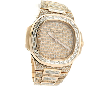 Patek Philippe Nautilus 18k Rose Gold Fully Loaded Diamond Set 5719/10R-010 Watch