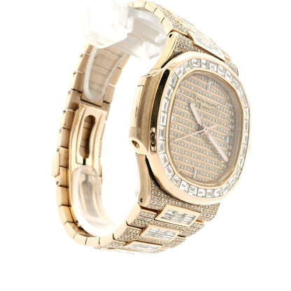 Patek Philippe Nautilus 18k Rose Gold Fully Loaded Diamond Set 5719/10R-010 Watch