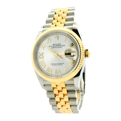 Rolex 126233 Datejust 36mm Silver Diamond VI/IX Dial Two-Tone Watch