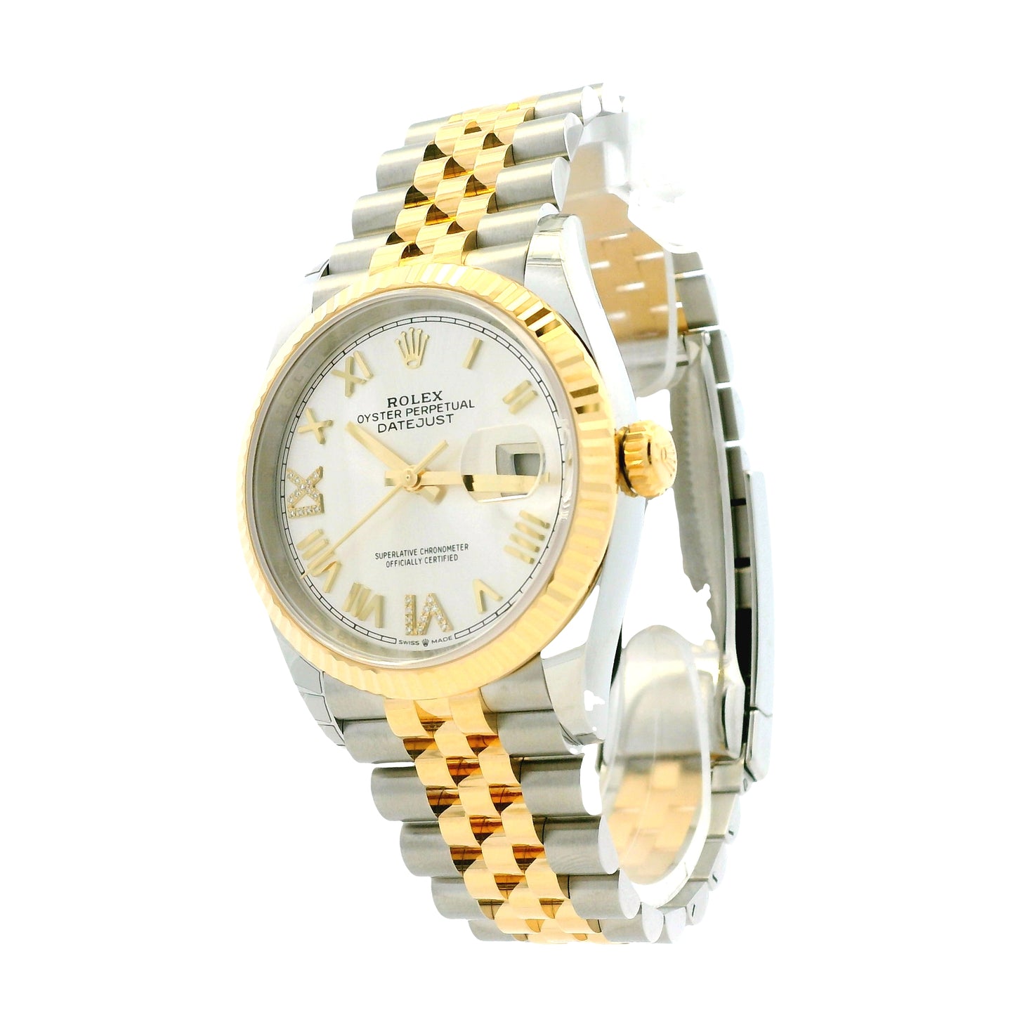 Rolex 126233 Datejust 36mm Silver Diamond VI/IX Dial Two-Tone Watch