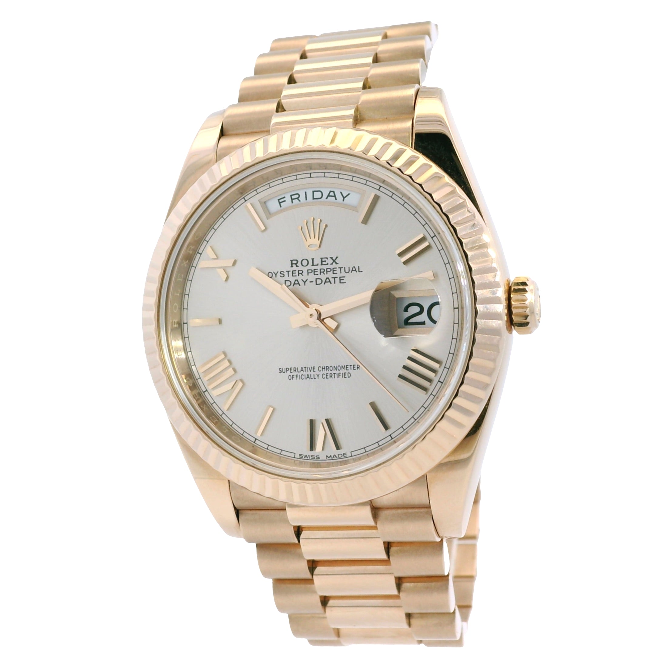 Rolex 228235 18k Rose Gold 40mm Day-Date with Roman Dial Watch