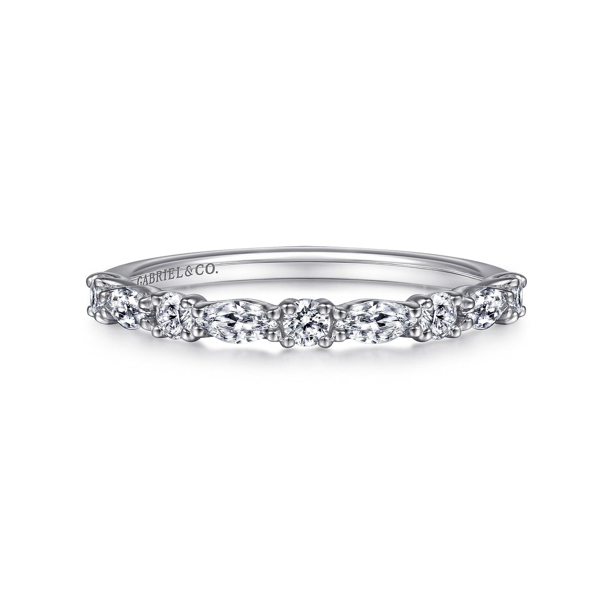 14K White Gold Diamond Matching Wedding Band — Gabriel & Co. WB15607R4W44JJ