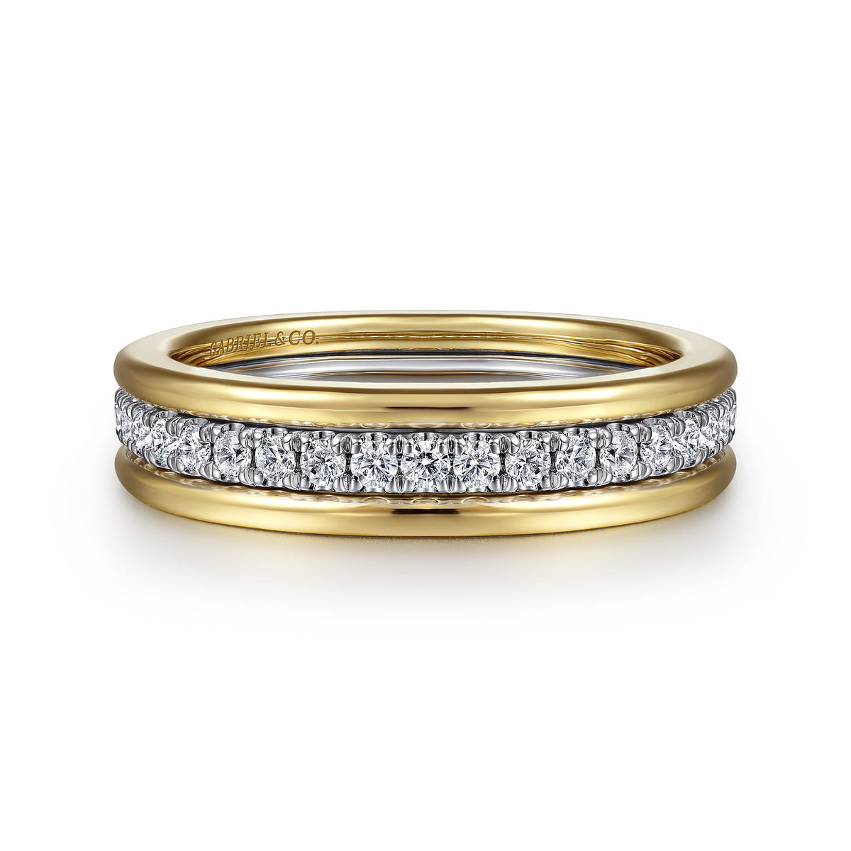 14K Yellow and White Gold Matching Wedding Band — Gabriel & Co. WB16303O8M44JJ