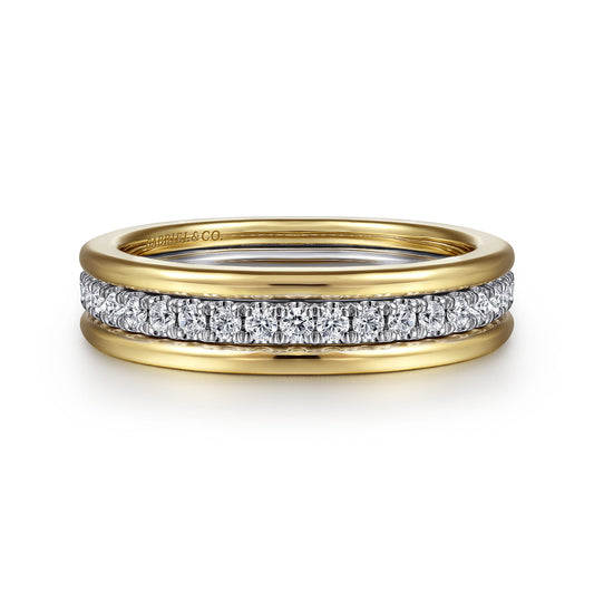 14K Yellow and White Gold Matching Wedding Band — Gabriel & Co. WB16303O8M44JJ