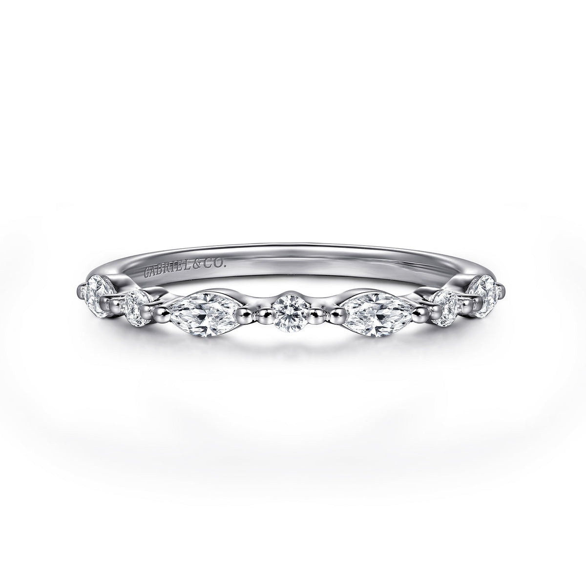 14K White Gold Matching Diamond Wedding Band — Gabriel & Co. WB16497O8W44JJ