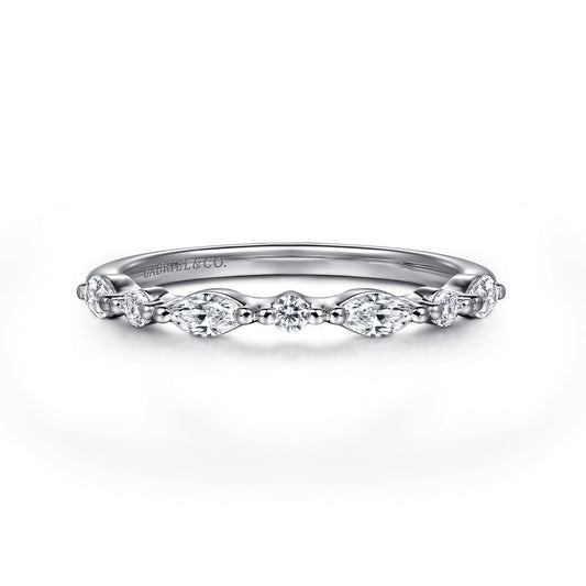 14K White Gold Matching Diamond Wedding Band — Gabriel & Co. WB16497O8W44JJ