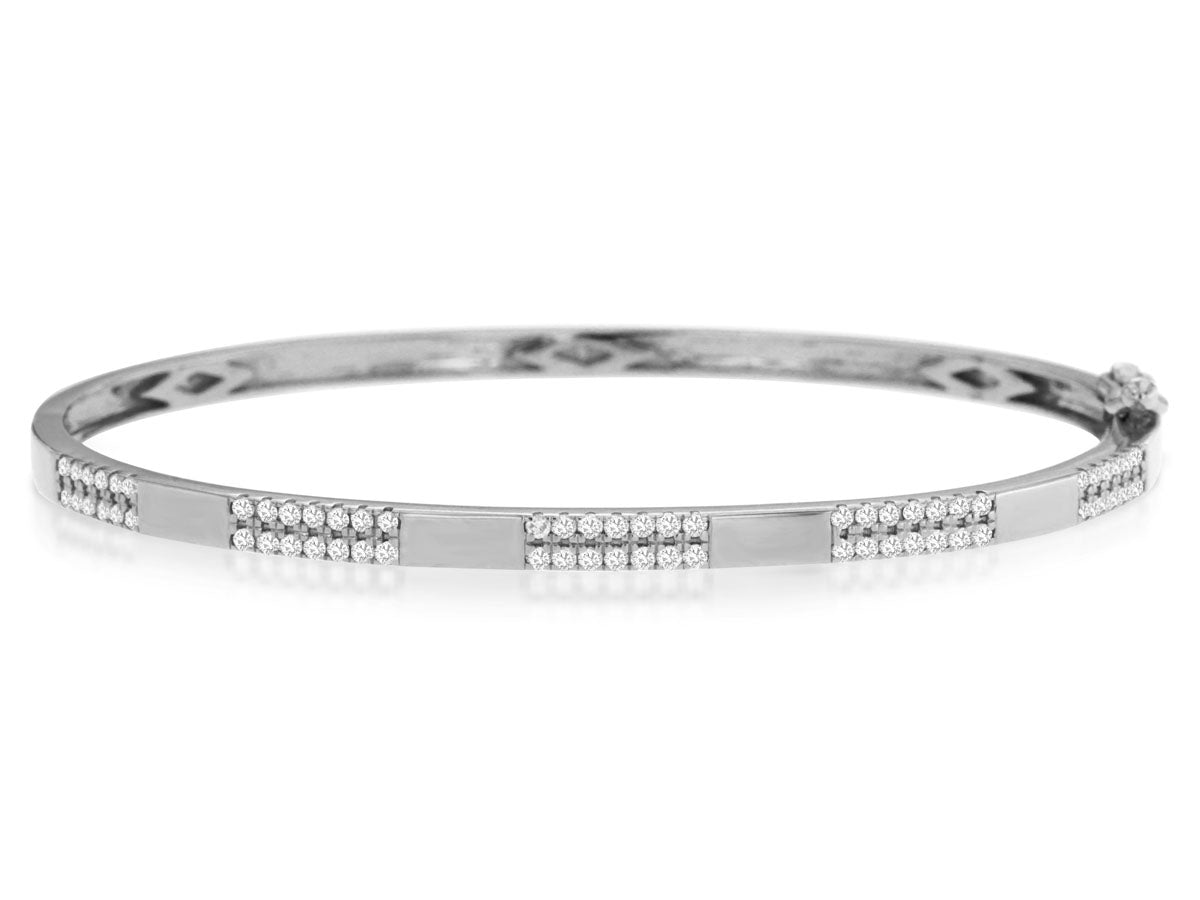 14k White Gold 0.55ctw Round Brilliant Five Segment Diamond Bangle
