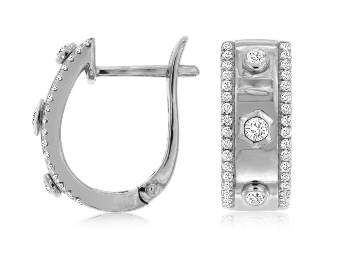 14k White Gold 0.31ctw Diamond Fancy Shaped Hoop Earrings