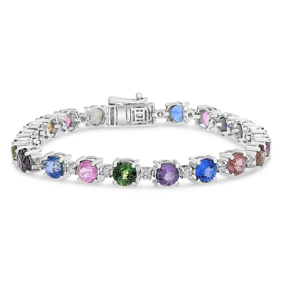 Round Multi Sapphire Bracelet — view 1
