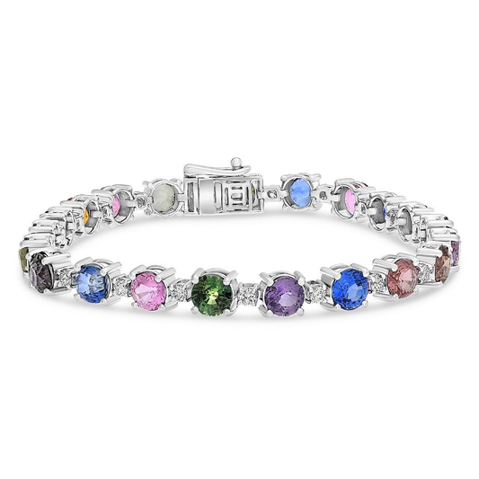 Round Multi Sapphire Bracelet — view 1