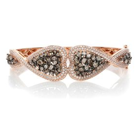 Mixed Shape Champagne Diamond Bangle — view 1