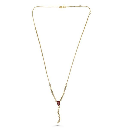 Yellow Gold Drop Ruby Necklace — view 2