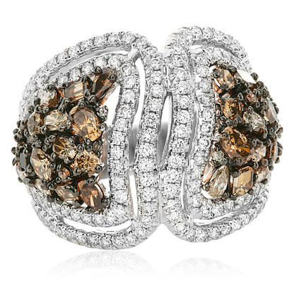 Champage & White Diamond Cluster Ring — view 1