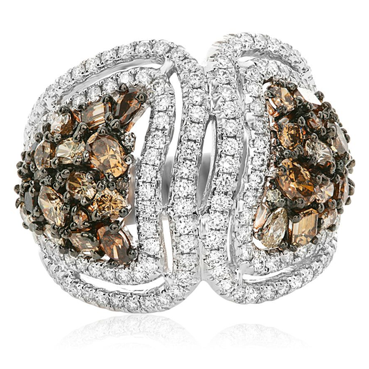 Champage & White Diamond Cluster Ring — view 1