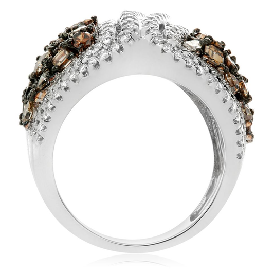 Champage & White Diamond Cluster Ring — view 2