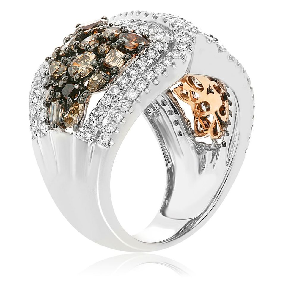 Champage & White Diamond Cluster Ring — view 3