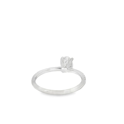 18k White Gold GIA Certified 0.74ct Oval Cut Diamond Engagement Ring