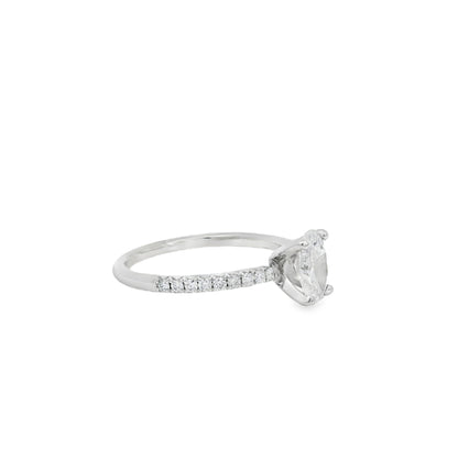 18k White Gold GIA Certified 0.74ct Oval Cut Diamond Engagement Ring