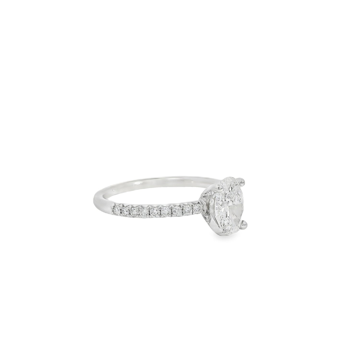 18k White Gold GIA Certified 0.74ct Oval Cut Diamond Engagement Ring