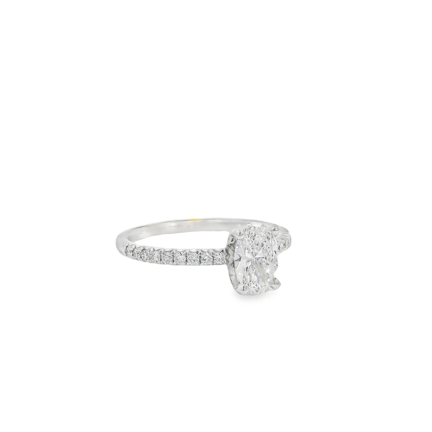 18k White Gold GIA Certified 0.74ct Oval Cut Diamond Engagement Ring