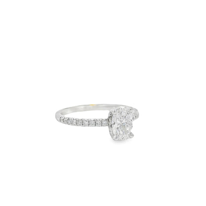 18k White Gold GIA Certified 0.74ct Oval Cut Diamond Engagement Ring