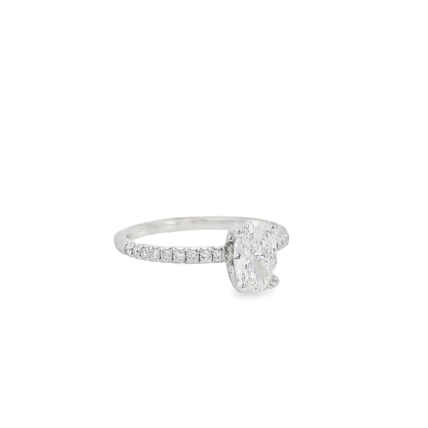 18k White Gold GIA Certified 0.74ct Oval Cut Diamond Engagement Ring