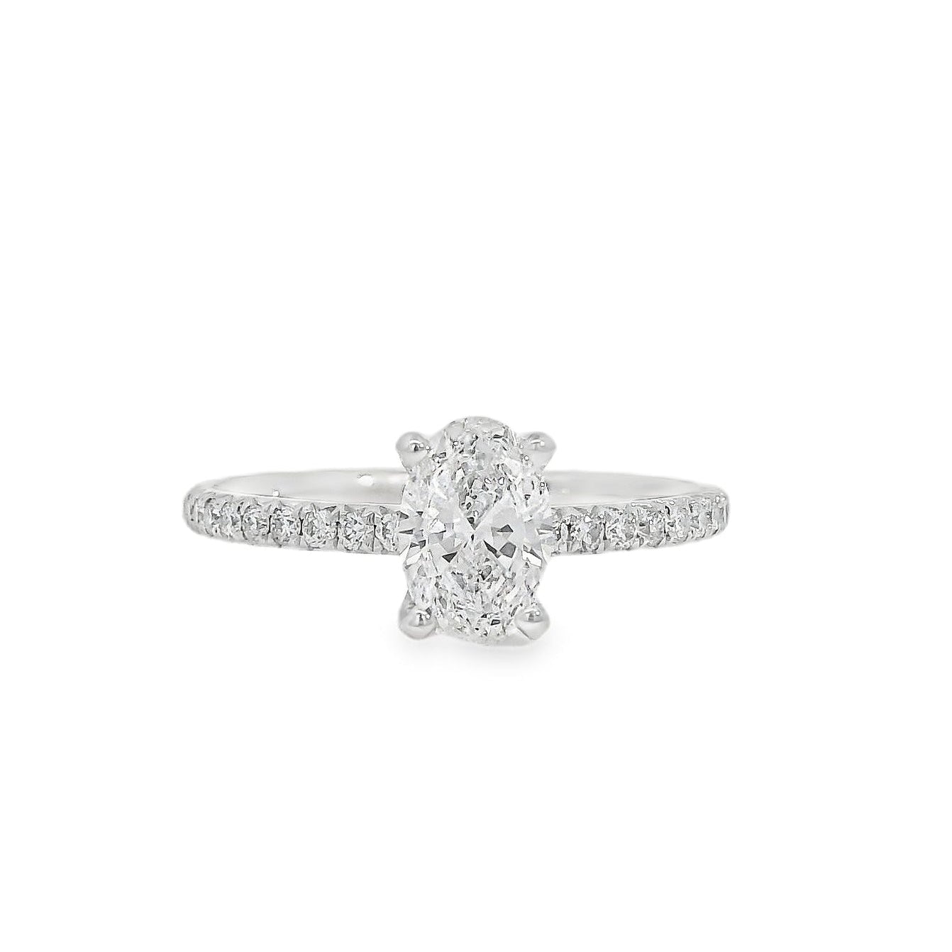 18k White Gold GIA Certified 0.74ct Oval Cut Diamond Engagement Ring