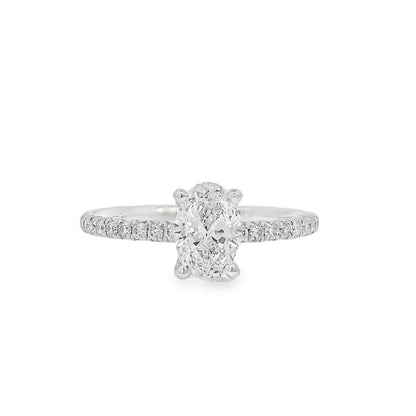18k White Gold GIA Certified 0.74ct Oval Cut Diamond Engagement Ring