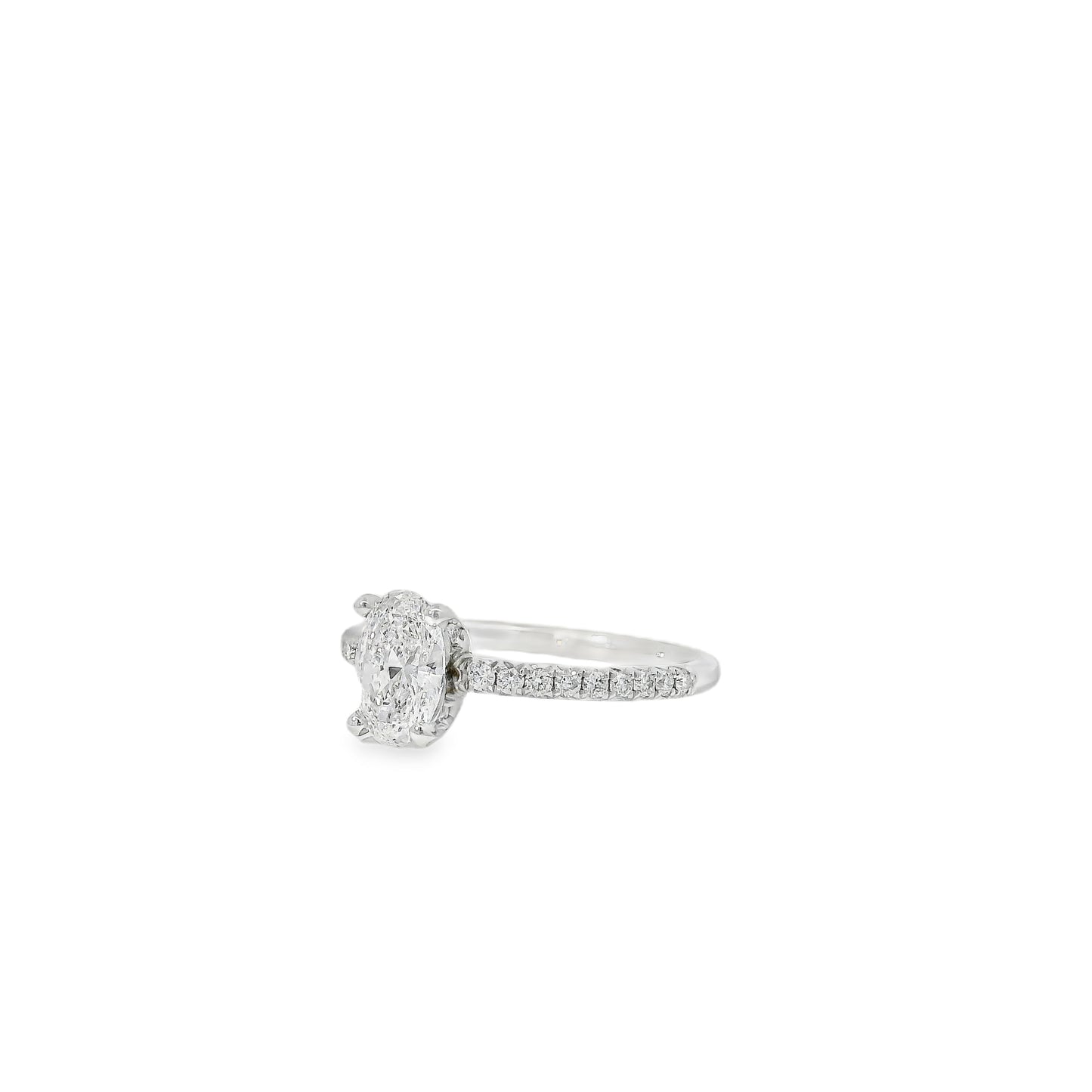 18k White Gold GIA Certified 0.74ct Oval Cut Diamond Engagement Ring