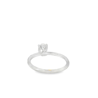 18k White Gold GIA Certified 0.74ct Oval Cut Diamond Engagement Ring