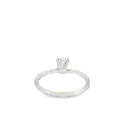 18k White Gold GIA Certified 0.74ct Oval Cut Diamond Engagement Ring