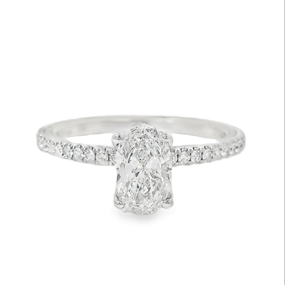 14k White Gold GIA Certified 0.75ct Oval Diamond Engagement Ring