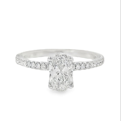 14k White Gold GIA Certified 0.75ct Oval Diamond Engagement Ring