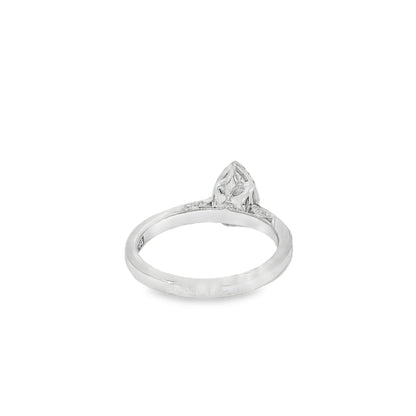 18k White Gold GIA Certified 0.55ct Pear Cut Diamond Engagement Ring