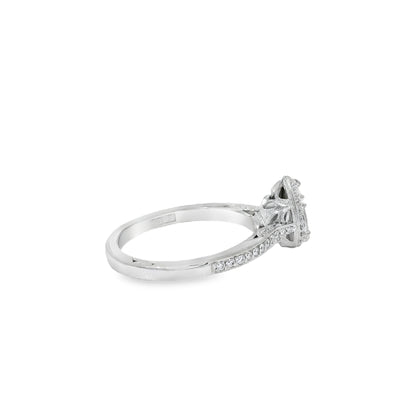 18k White Gold GIA Certified 0.55ct Pear Cut Diamond Engagement Ring