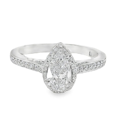 18k White Gold GIA Certified 0.55ct Pear Cut Diamond Engagement Ring