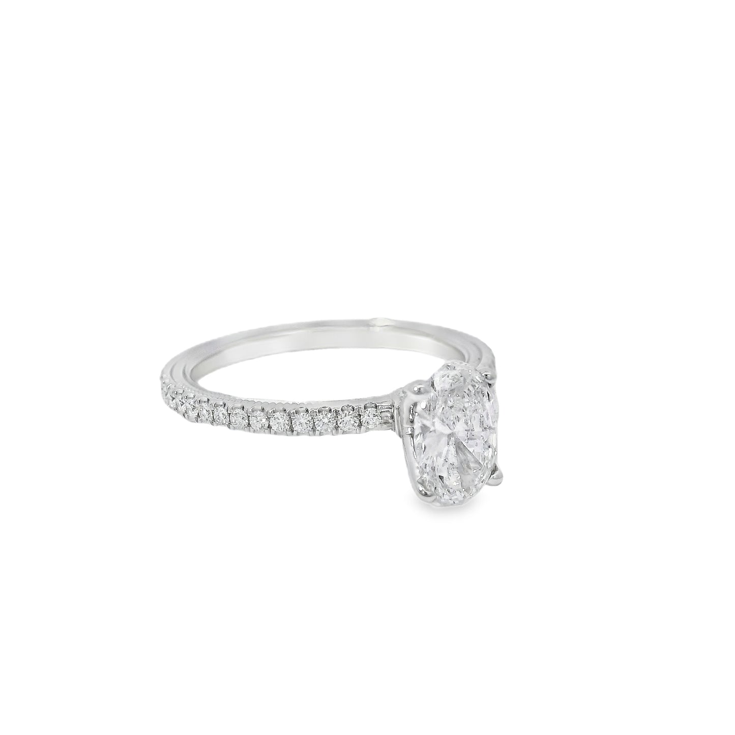 14k White Gold GIA Certified 0.75ct Oval Diamond Engagement Ring