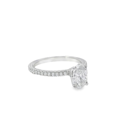 14k White Gold GIA Certified 0.75ct Oval Diamond Engagement Ring