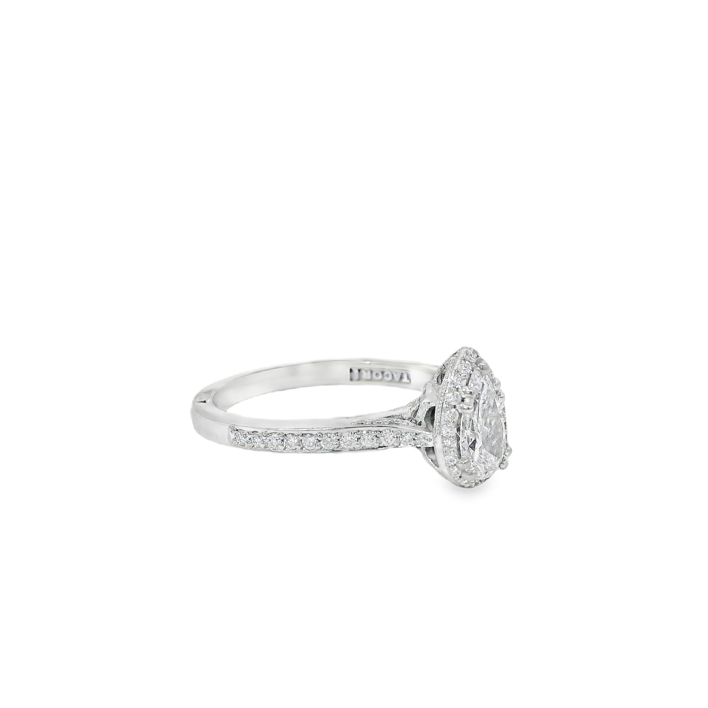 18k White Gold GIA Certified 0.55ct Pear Cut Diamond Engagement Ring
