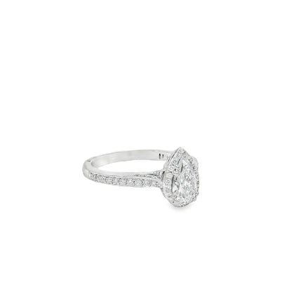 18k White Gold GIA Certified 0.55ct Pear Cut Diamond Engagement Ring