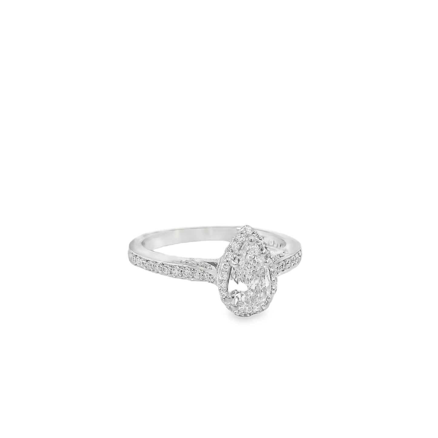 18k White Gold GIA Certified 0.55ct Pear Cut Diamond Engagement Ring