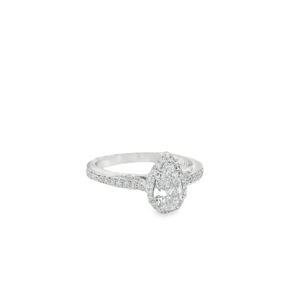 18k White Gold GIA Certified 0.55ct Pear Cut Diamond Engagement Ring