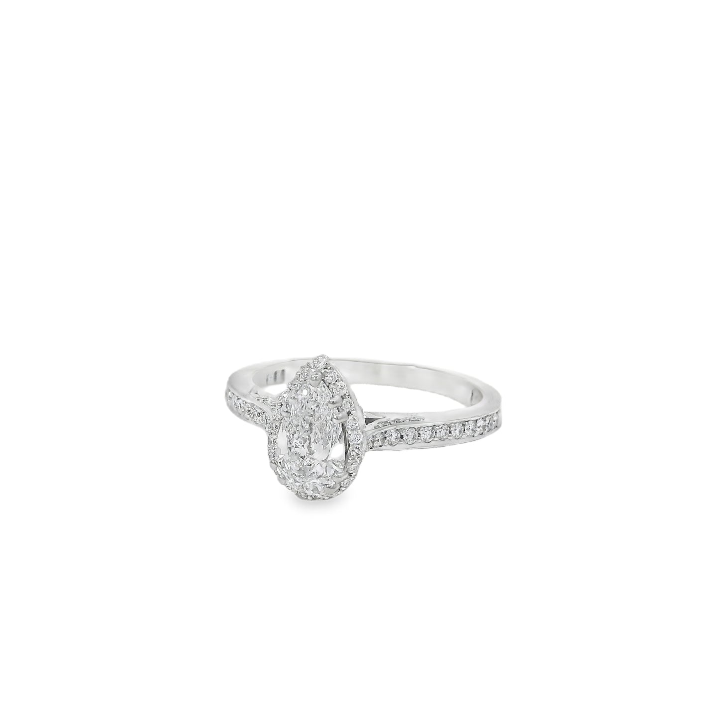 18k White Gold GIA Certified 0.55ct Pear Cut Diamond Engagement Ring